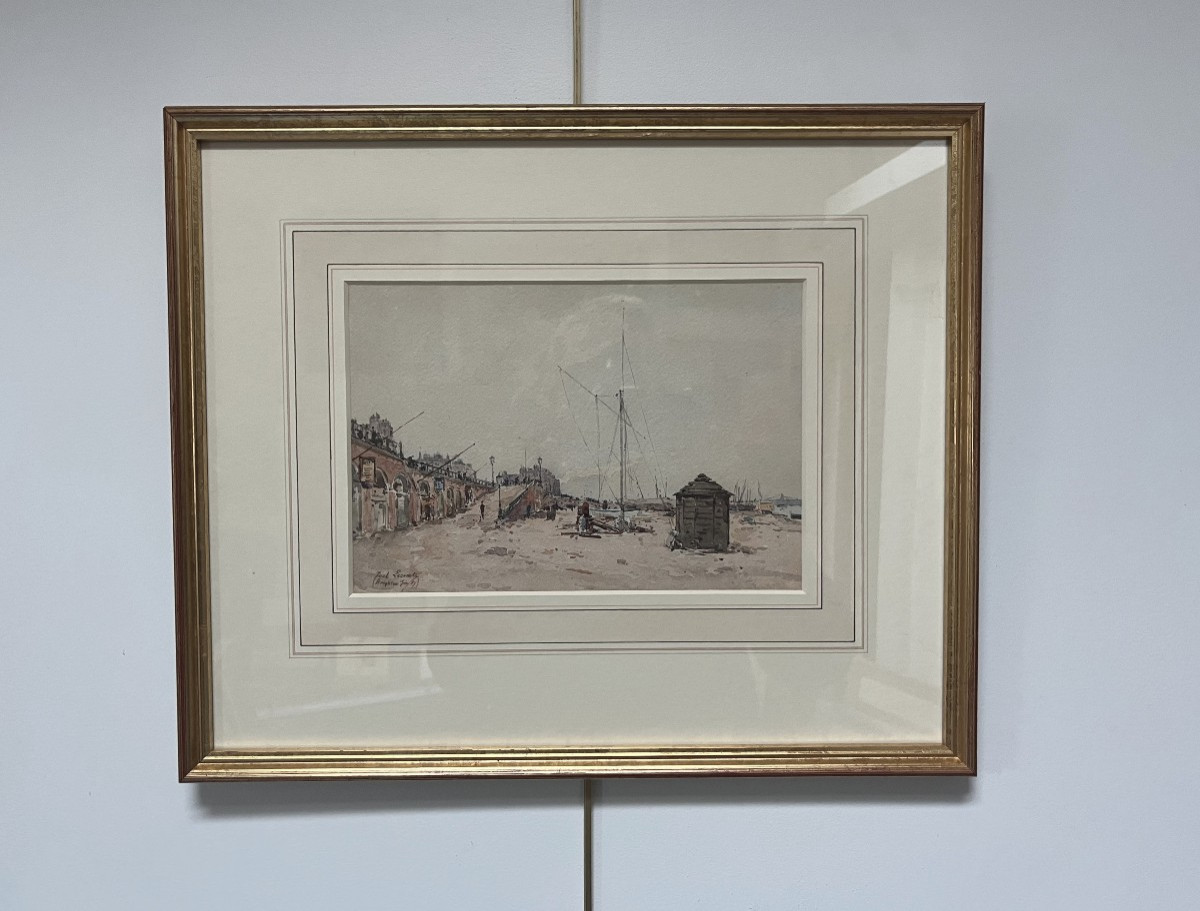 Paul Lecomte (1842-1920) Brighton Beach, 1889, Signed And Dated Watercolor-photo-4