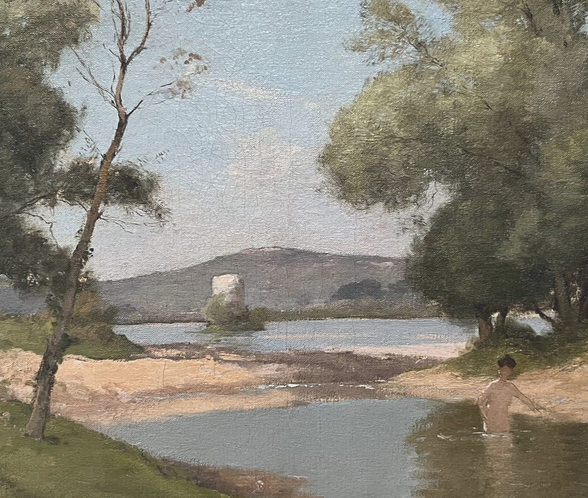 Paul Lecomte (1842-1920) Landscape With Bathers, Oil On Canvas, Signed-photo-4
