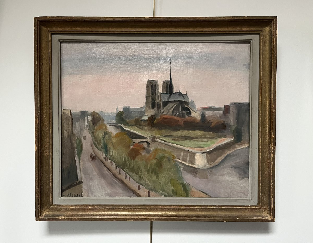 Maurice Asselin (1882-1947) Notre-Dame, Paris Huile sur toile, signée-photo-3