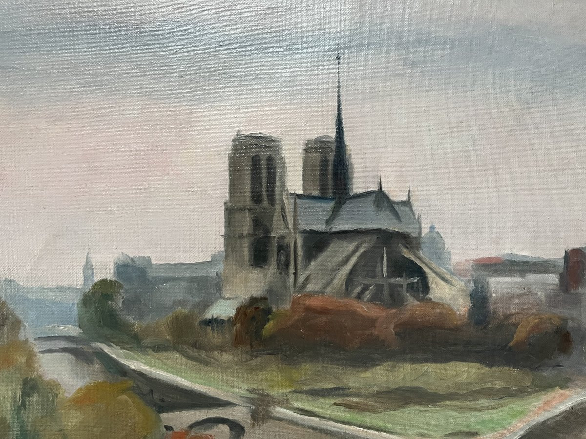 Maurice Asselin (1882-1947) Notre-Dame, Paris Huile sur toile, signée-photo-2