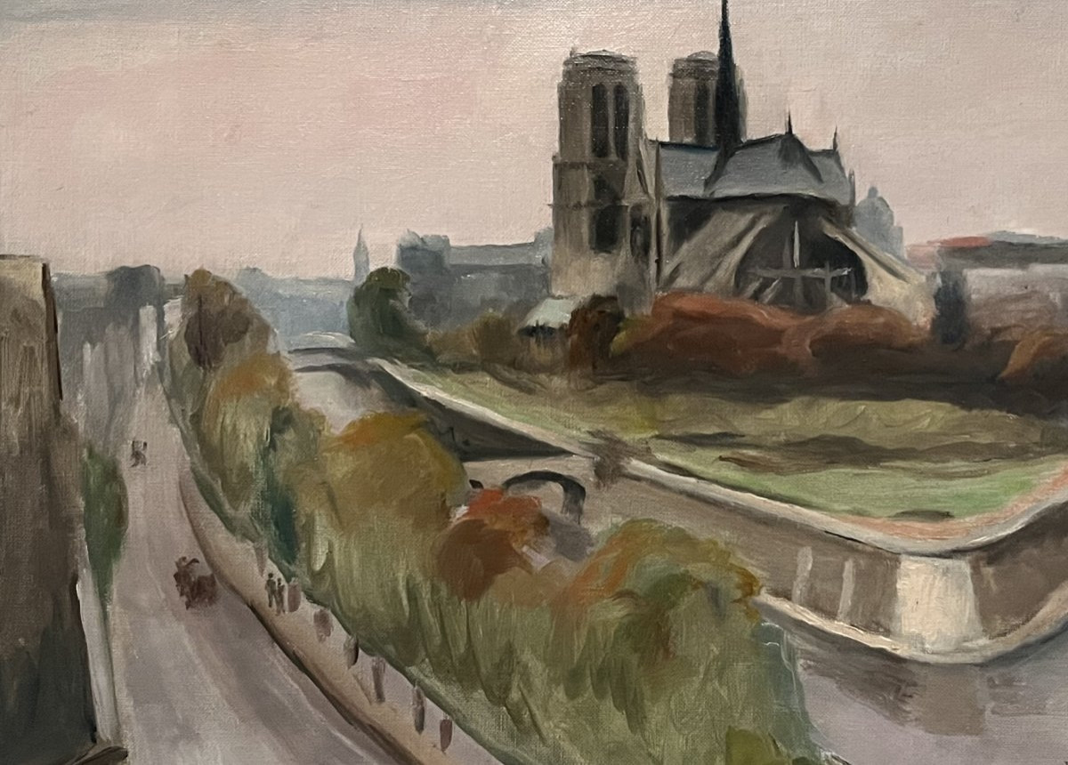 Maurice Asselin (1882-1947) Notre-Dame, Paris Huile sur toile, signée-photo-4