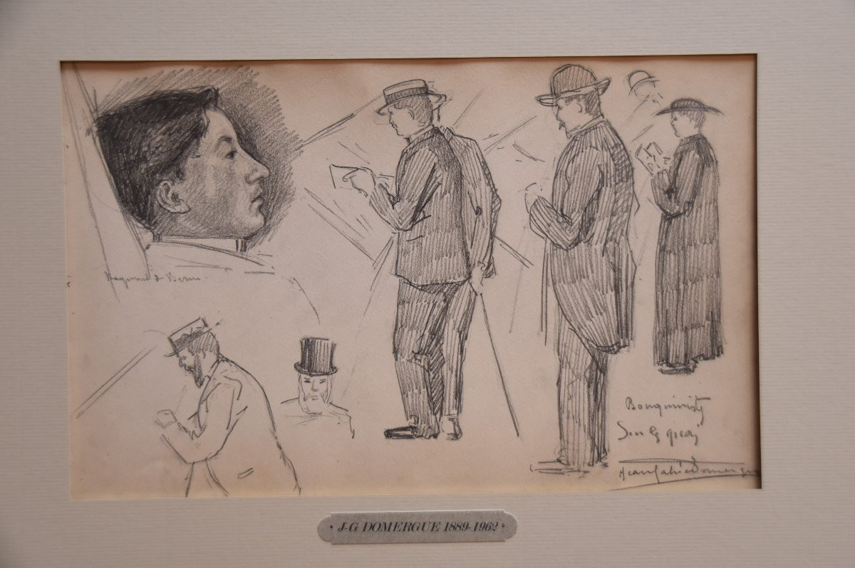 Jean-gabriel Domergue (1889-1962) Paris, The Booksellers On The Quays, Signed Drawing-photo-2