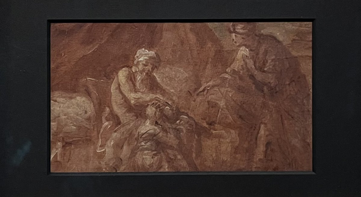 French School, 18th Century, Jacob Blessing The Sons Of Joseph, Oil On Paper-photo-4