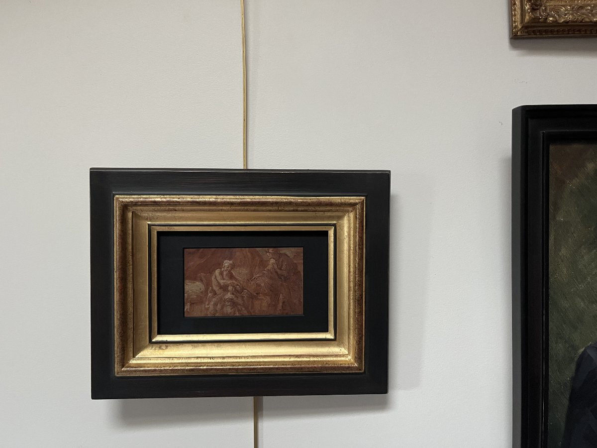 French School, 18th Century, Jacob Blessing The Sons Of Joseph, Oil On Paper-photo-7