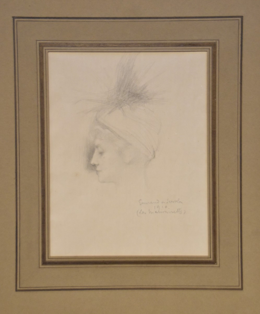 Lucien Victor Guirand de Scevola (1871-1950), Les Marionnettes 1910, dessin signé et daté-photo-2