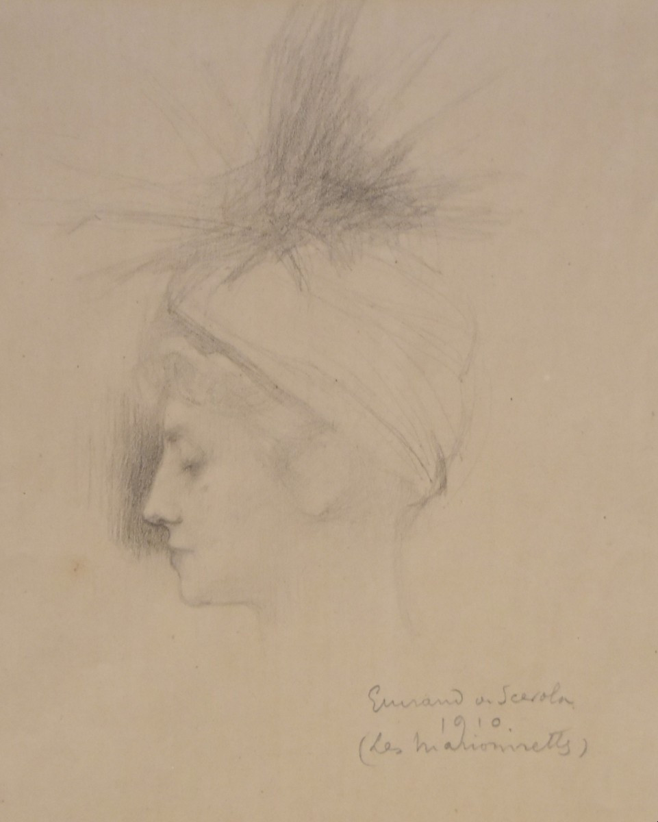 Lucien Victor Guirand de Scevola (1871-1950), Les Marionnettes 1910, dessin signé et daté-photo-4