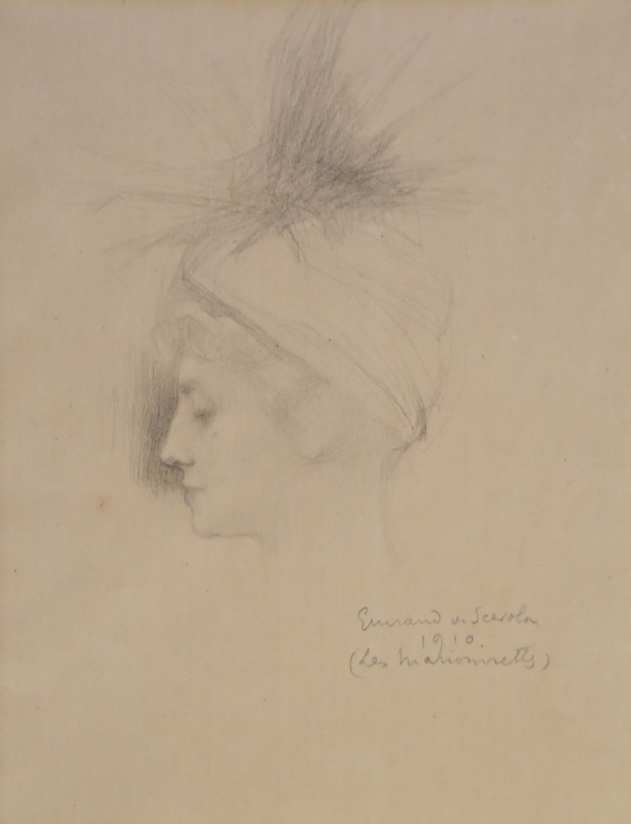 Lucien Victor Guirand de Scevola (1871-1950), Les Marionnettes 1910, dessin signé et daté