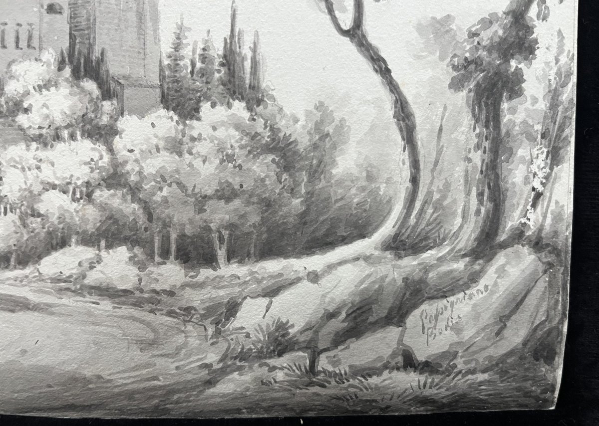 Giuseppe Ghirardi (1788-1884) Badia Di Passignano, 1866, Ink And Ink Wash-photo-4