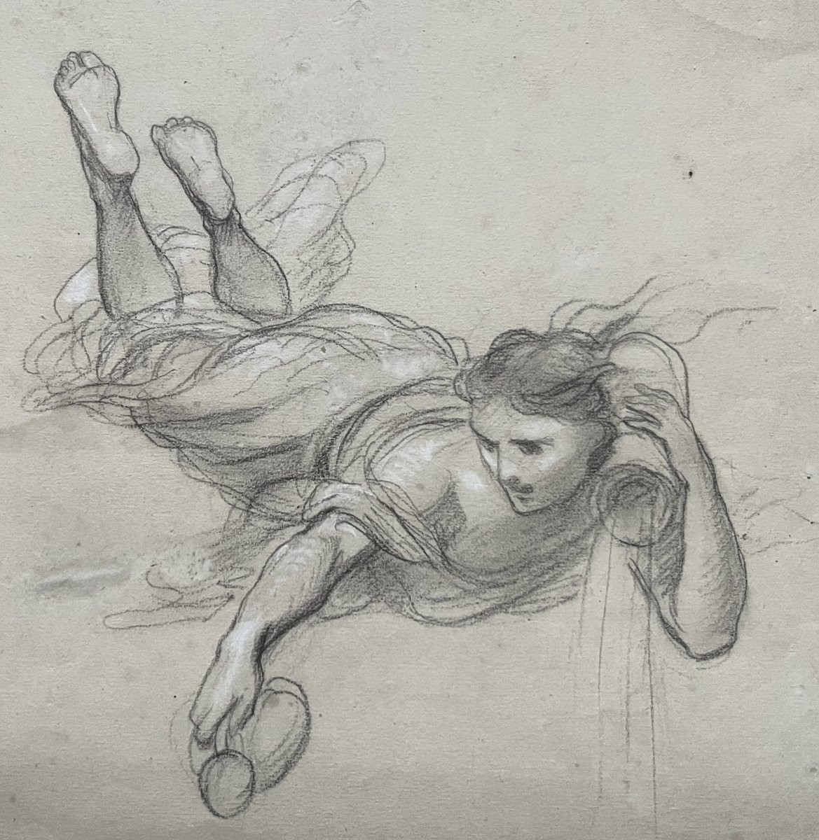 Attribué à Georges Antoine Rochegrosse (1859-1938) Femme versant de l'eau, dessin-photo-3