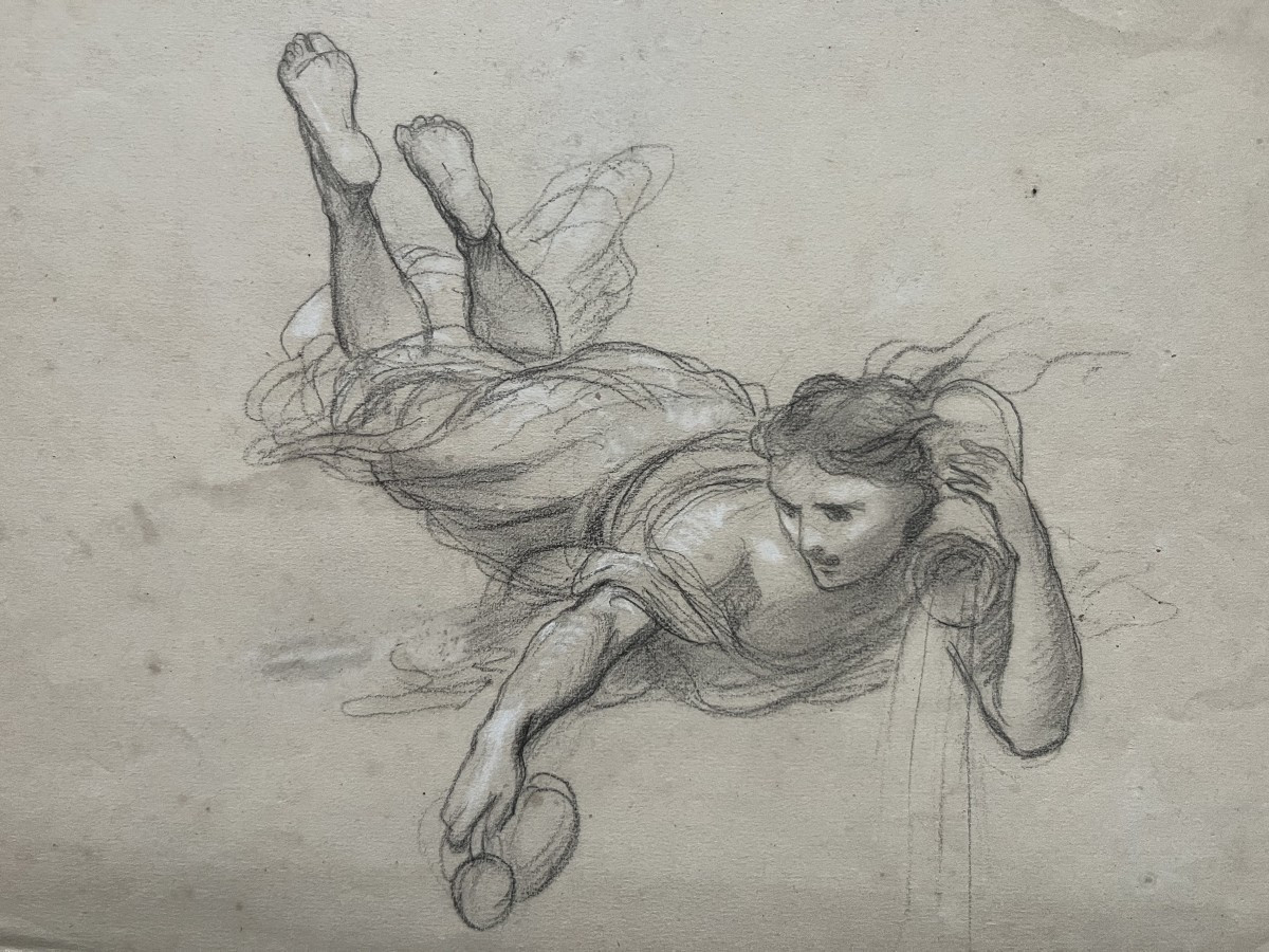 Attribué à Georges Antoine Rochegrosse (1859-1938) Femme versant de l'eau, dessin