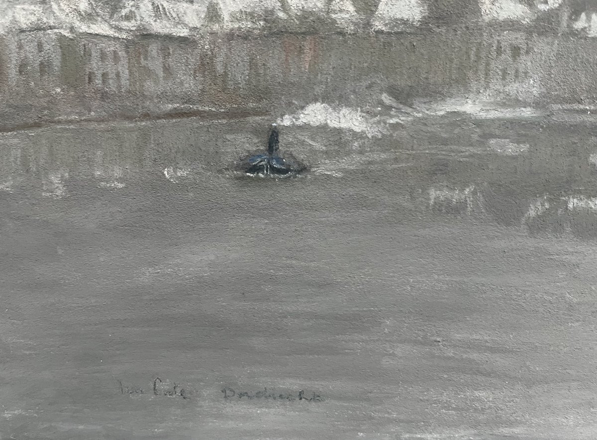 Siebe Johannes Ten Cate (1858-1908) Dordrecht Under The Snow,  Signed Pastel-photo-3