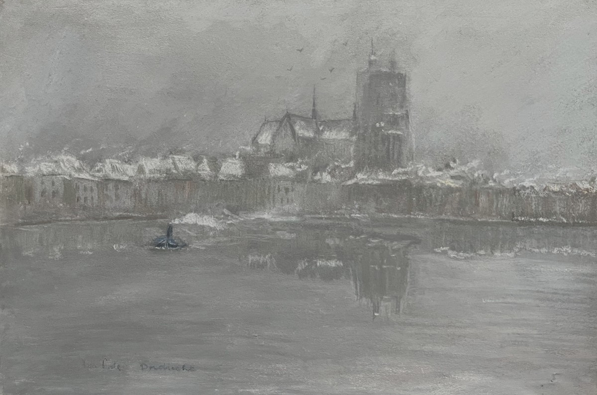 Siebe Johannes Ten Cate (1858-1908) Dordrecht Under The Snow,  Signed Pastel