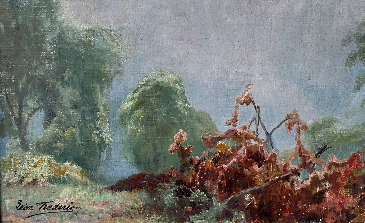 Léon Frédéric (1856-1940)  Vallée de Nafraiture, huile signée-photo-4