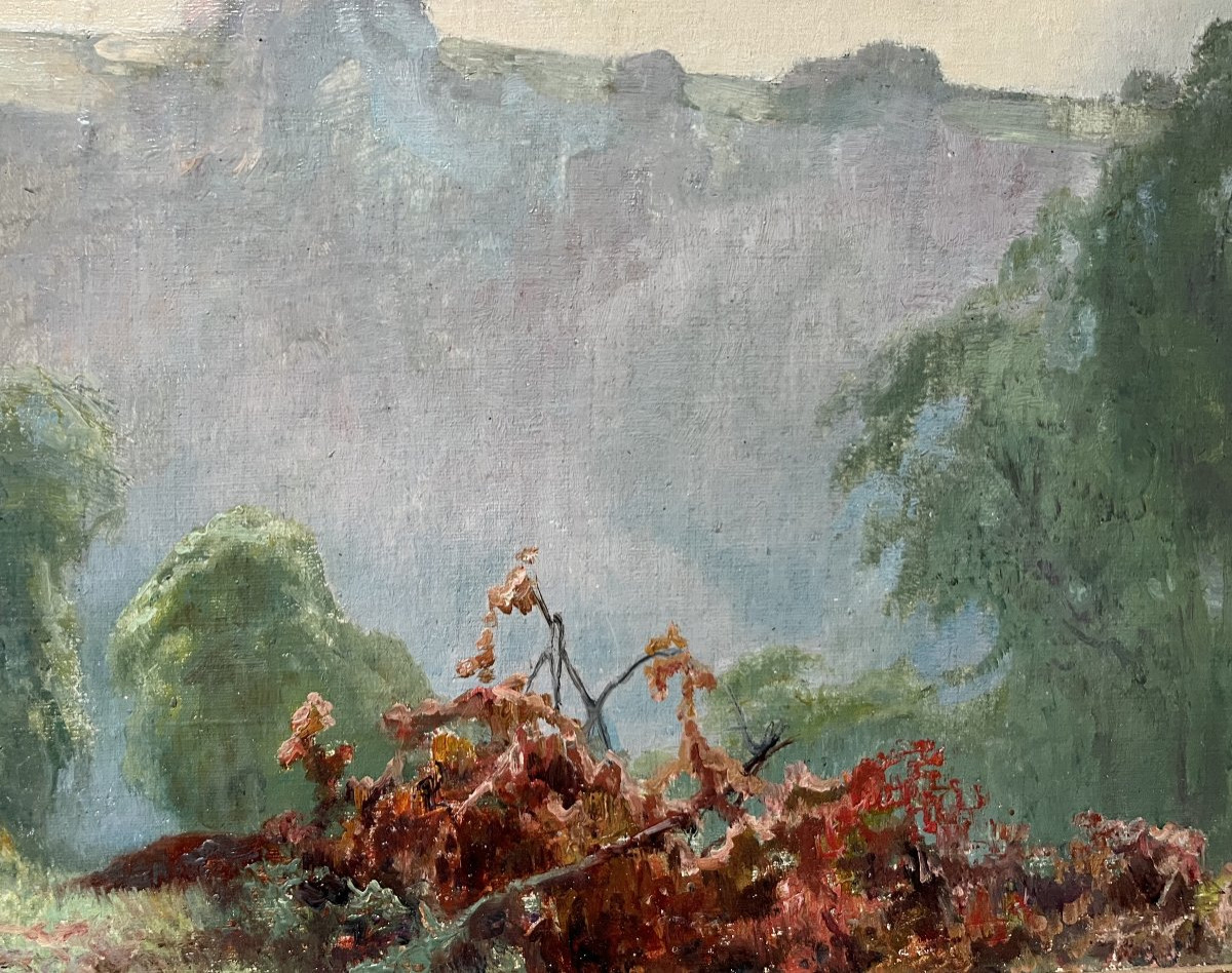 Léon Frédéric (1856-1940)  Vallée de Nafraiture, huile signée-photo-2