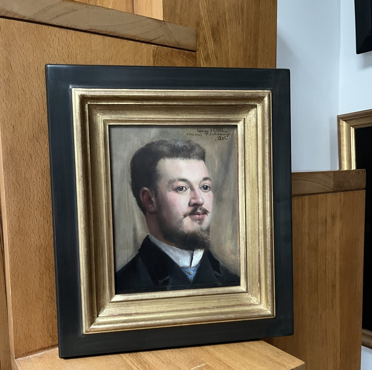 Georges Ferré (1853-1924) Portrait Of A Friend, 1886, Oil On Panel, Signed-photo-5
