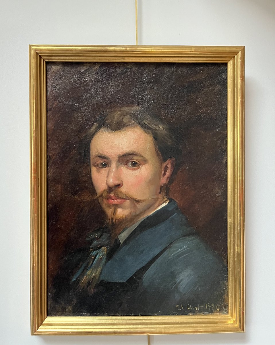 École française du XIXe siècle Portrait d'homme, 1880, huile sur toile-photo-3