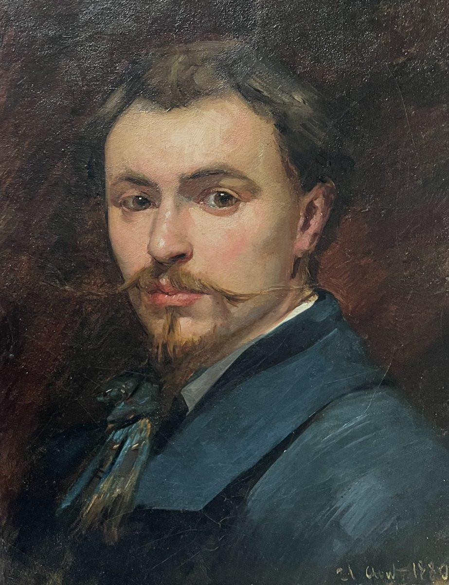 École française du XIXe siècle Portrait d'homme, 1880, huile sur toile-photo-4