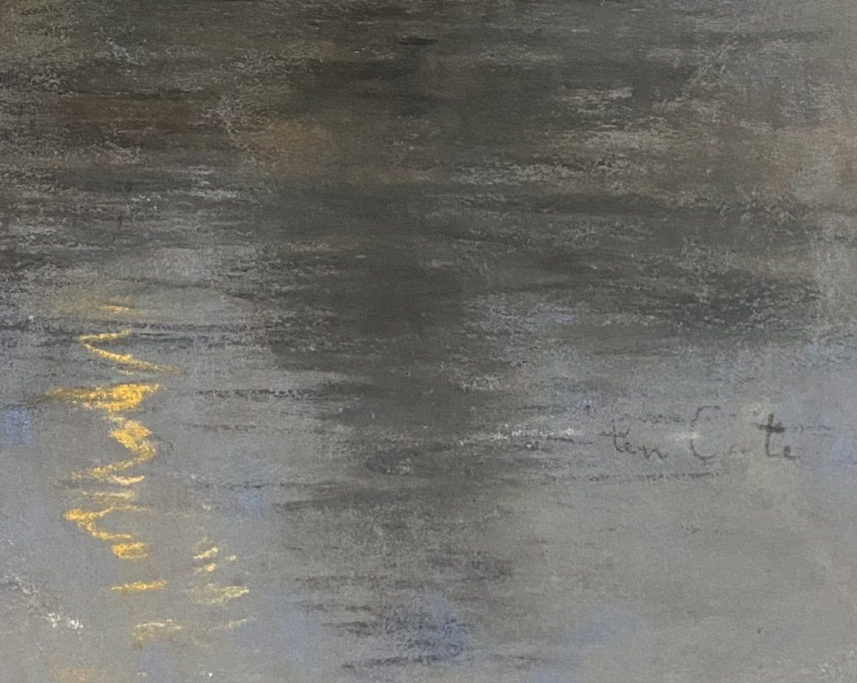 Siebe Johannes Ten Cate (1858-1908) Windmill And Sailboat In The Moonlight, Pastel Signed-photo-4