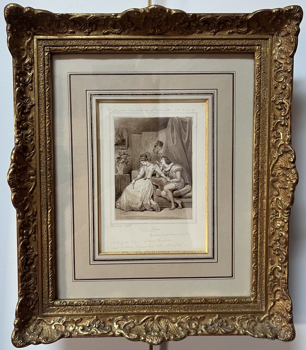 Eugène Devéria (1805-1865) Dona Clarice, Drawing Of 1828, Signed And Dated-photo-2