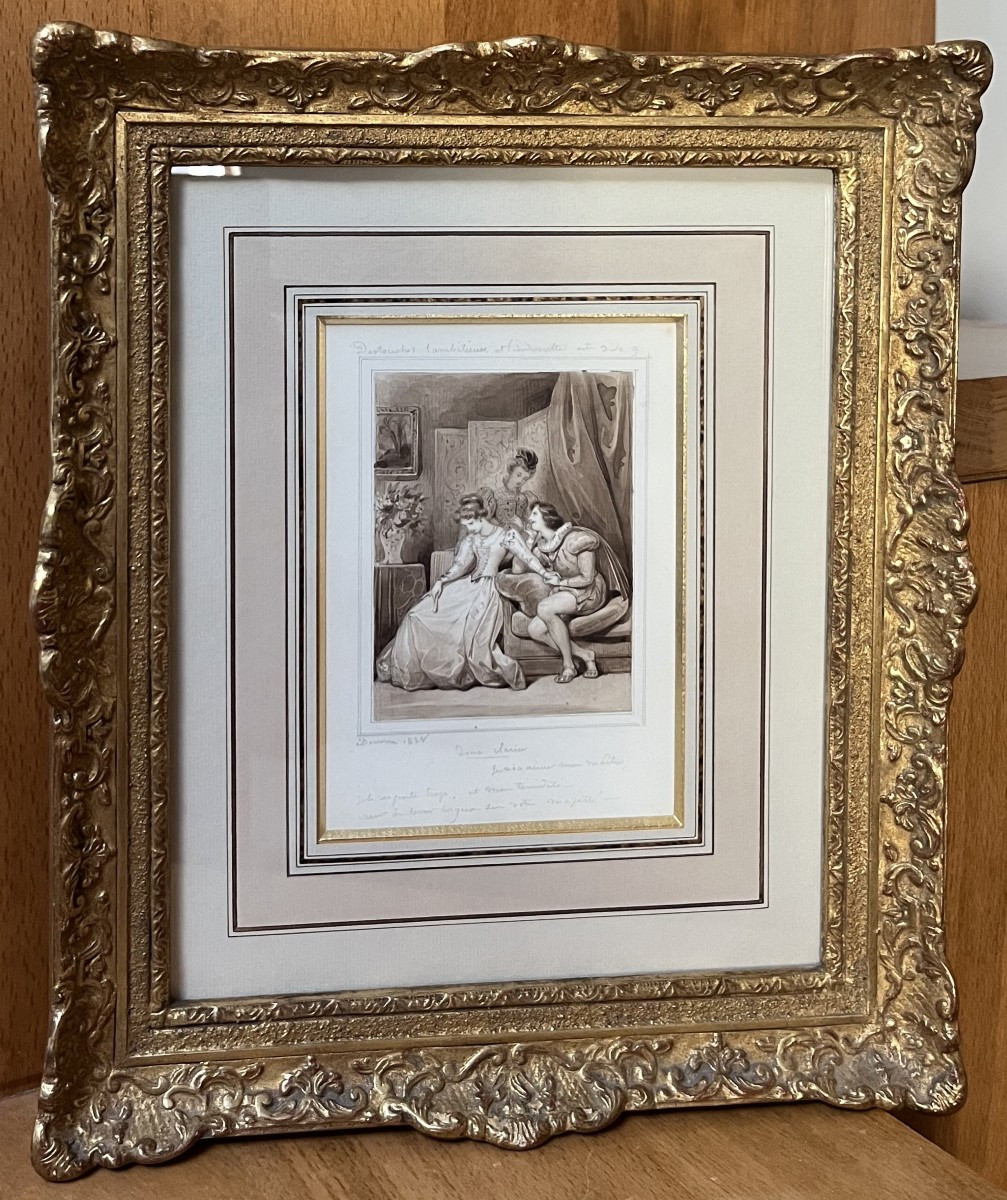 Eugène Devéria (1805-1865) Dona Clarice, Drawing Of 1828, Signed And Dated-photo-3