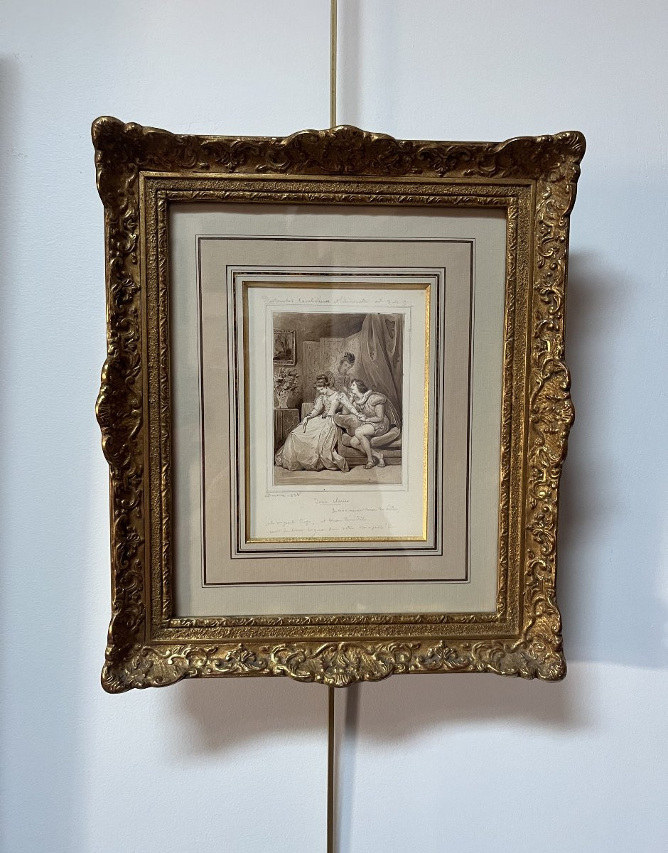 Eugène Devéria (1805-1865) Dona Clarice, Drawing Of 1828, Signed And Dated-photo-3
