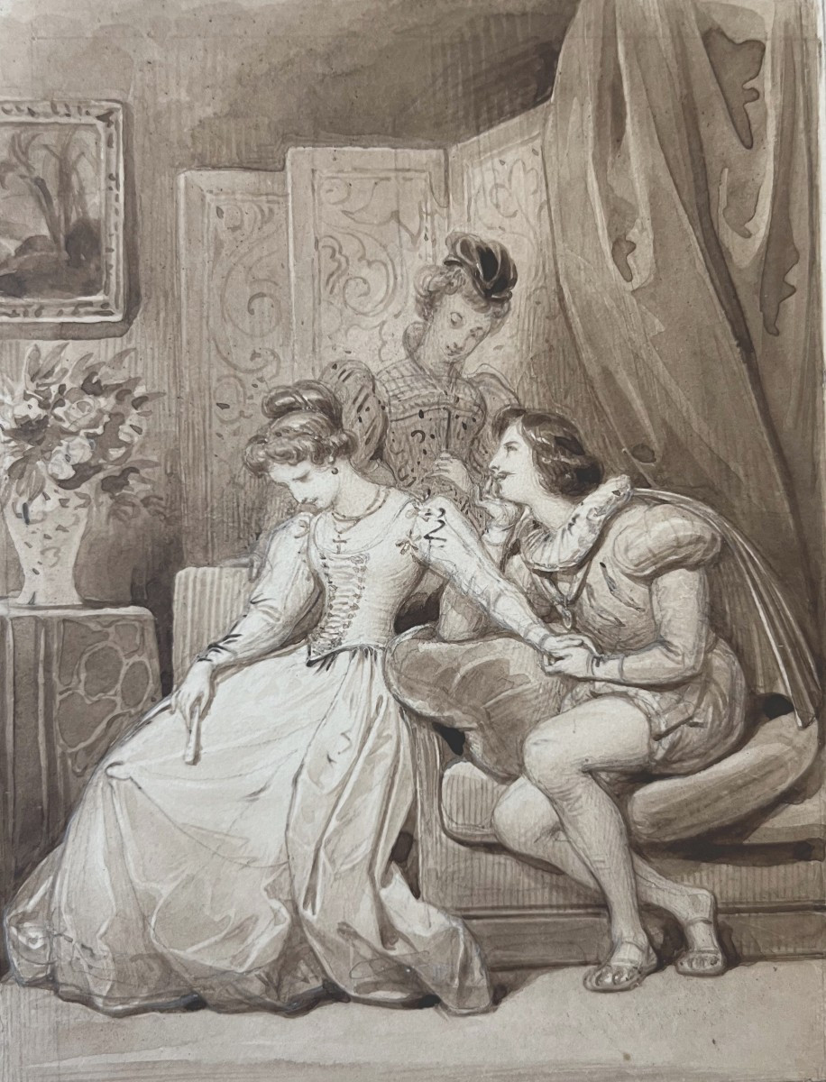 Eugène Devéria (1805-1865) Dona Clarice, Drawing Of 1828, Signed And Dated
