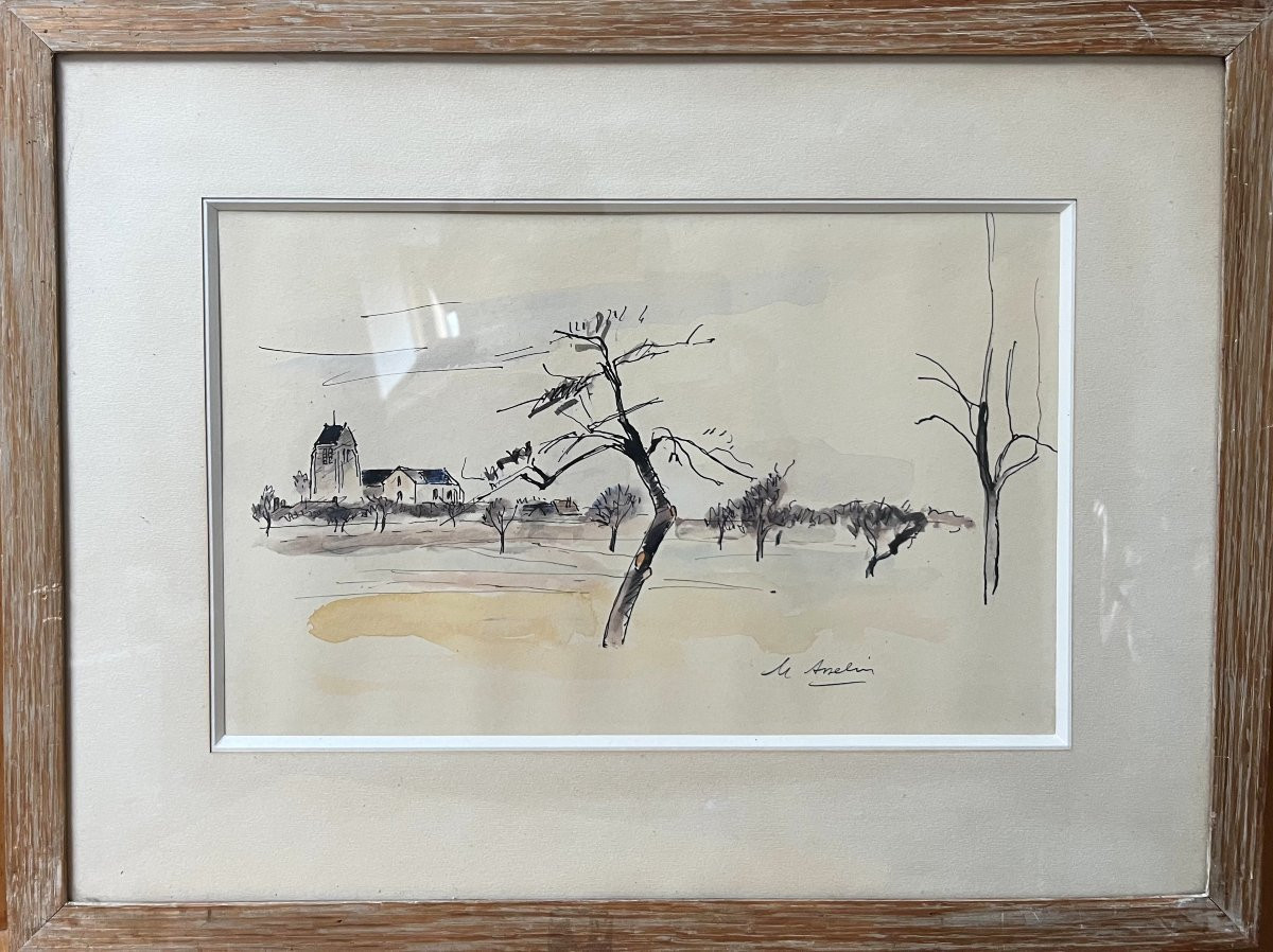Maurice Asselin (1882-1947) Paysage, aquarelle signée-photo-2