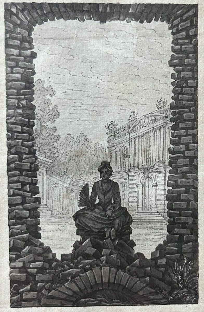 École française du XVIIIe siècle, études pour des frontispices, deux dessins -photo-2