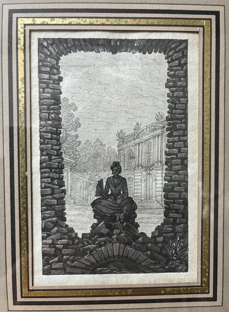 École française du XVIIIe siècle, études pour des frontispices, deux dessins -photo-3