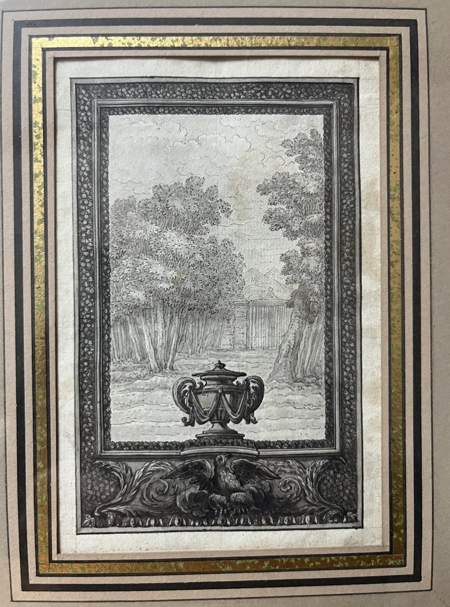 École française du XVIIIe siècle, études pour des frontispices, deux dessins -photo-2