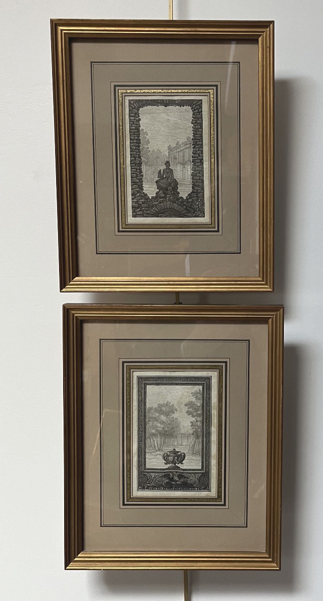 École française du XVIIIe siècle, études pour des frontispices, deux dessins -photo-4
