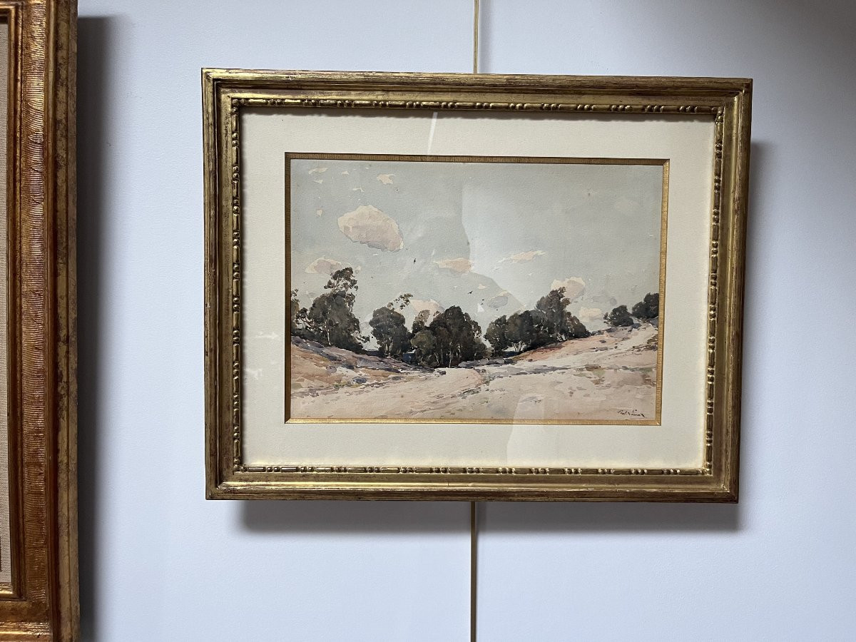 Paul Lecomte (1842-1920) Mortefontaine, les sables blancs, aquarelle signée-photo-6