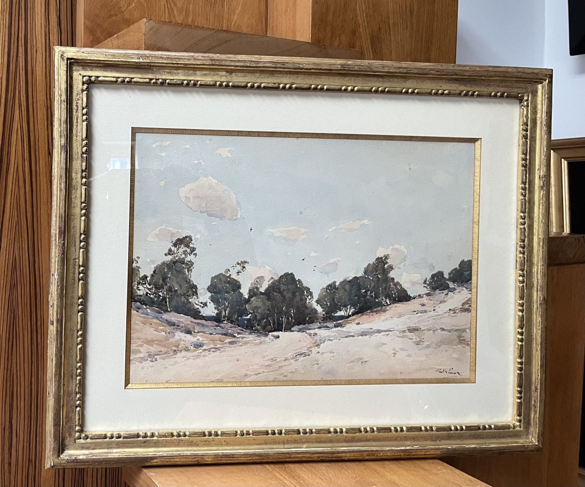 Paul Lecomte (1842-1920) Mortefontaine, les sables blancs, aquarelle signée-photo-8