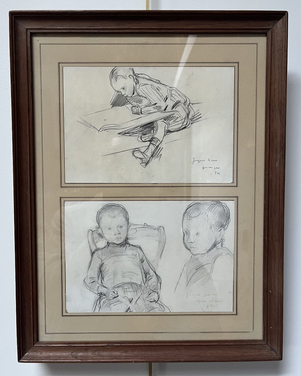 Paul Victor Mathey (1844-1929) Portraits Of His Son Jacques, Two Drawings Signed-photo-2
