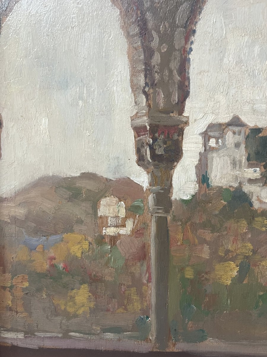 James Kerr-lawson (1864-1939) View Of The Alhambra, Granada, Oil On Panel-photo-4
