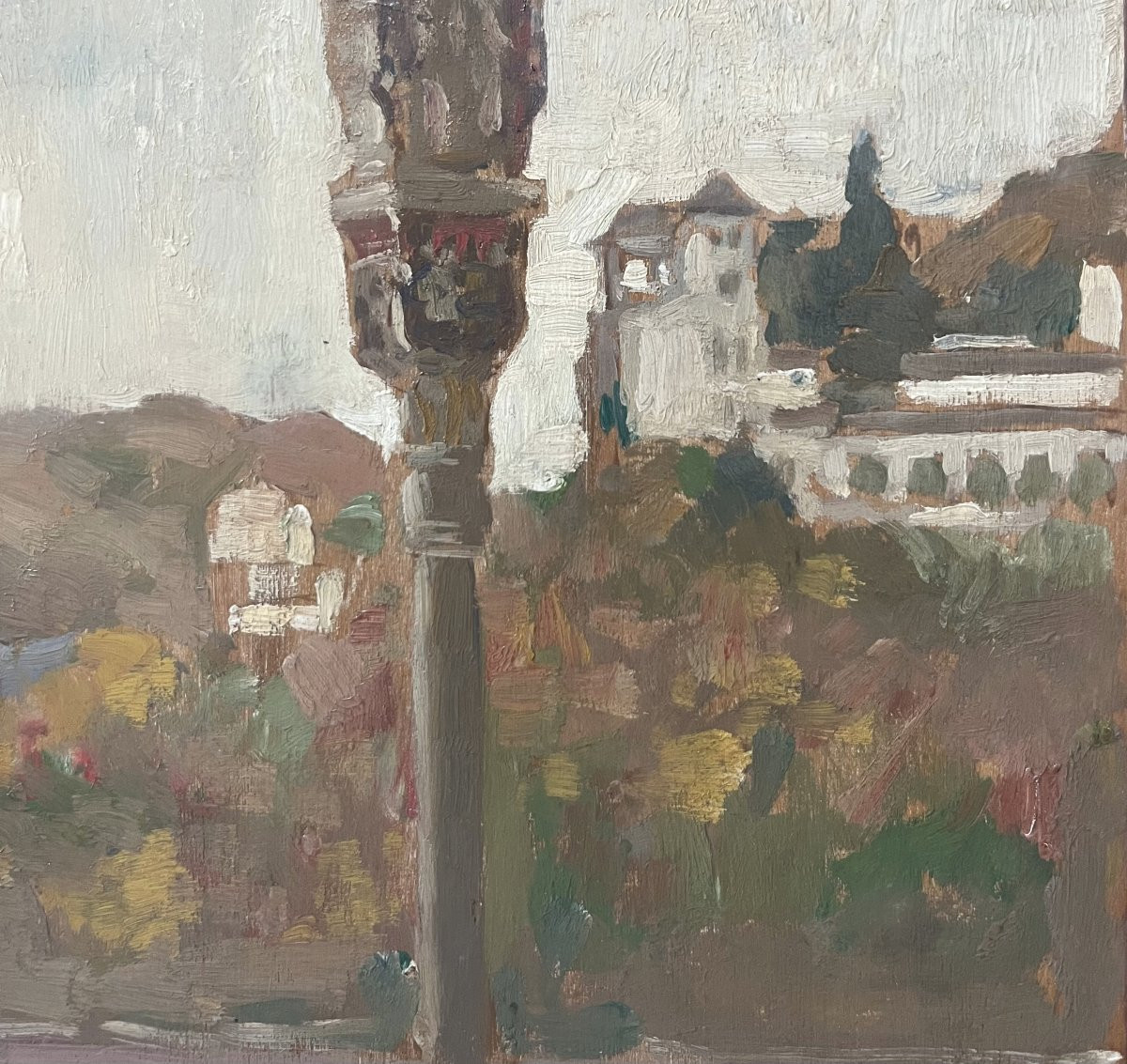 James Kerr-lawson (1864-1939) View Of The Alhambra, Granada, Oil On Panel-photo-1