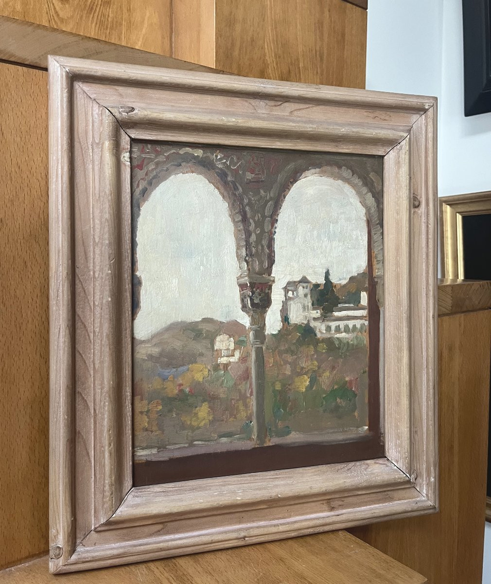 James Kerr-lawson (1864-1939) View Of The Alhambra, Granada, Oil On Panel-photo-6