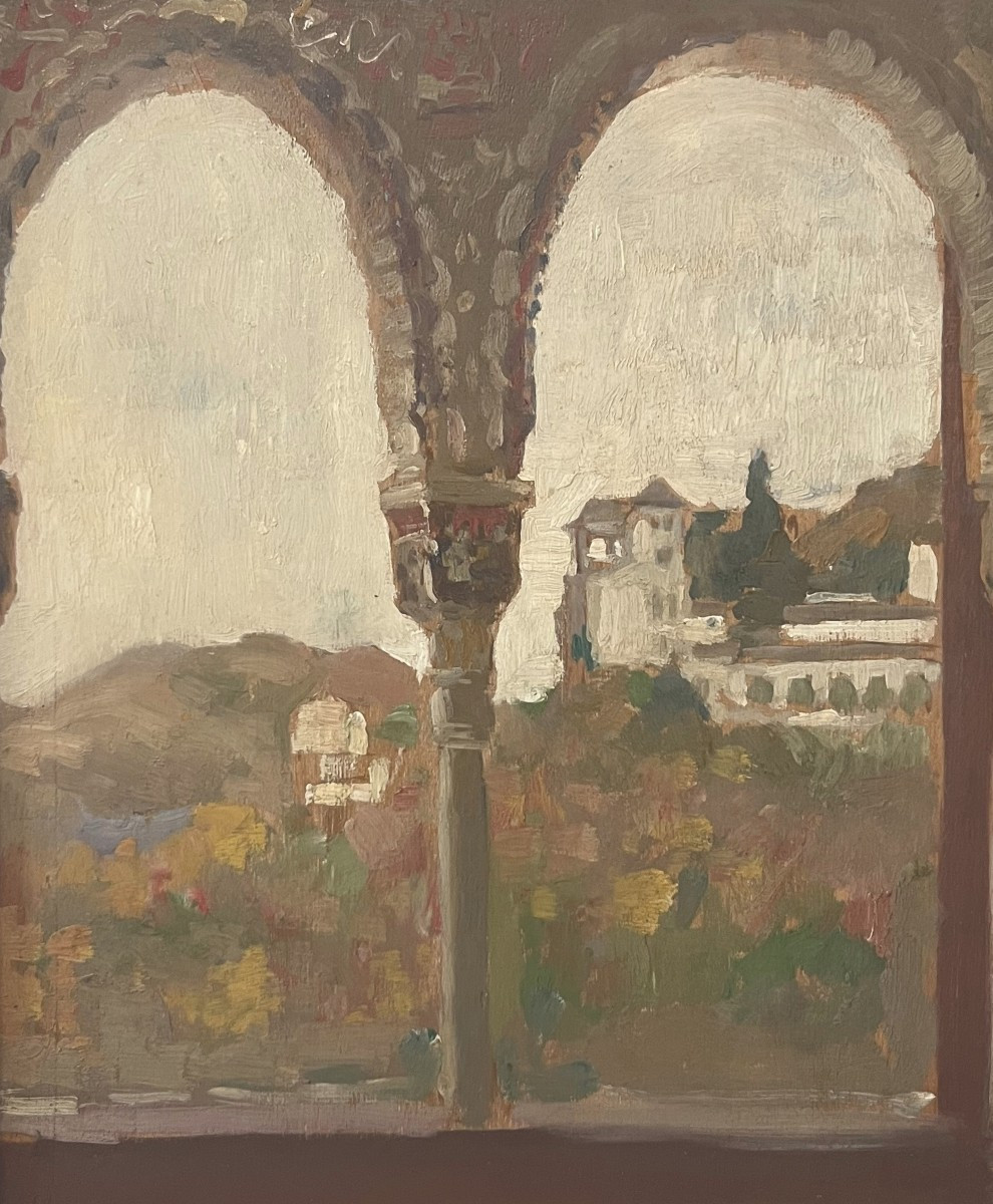 James Kerr-lawson (1864-1939) View Of The Alhambra, Granada, Oil On Panel