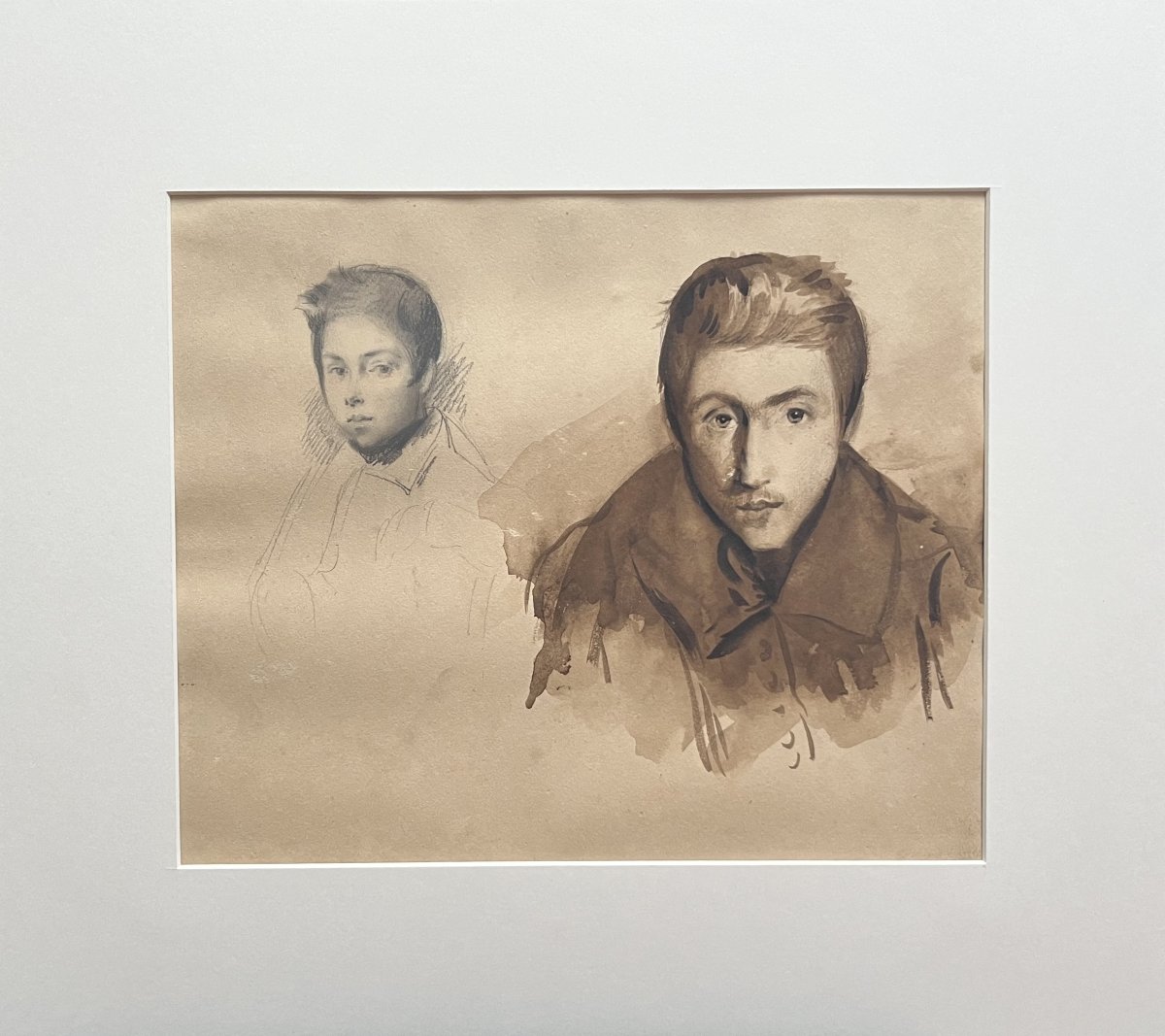 École romantique française, Portraits de jeunes hommes, dessin double face-photo-3
