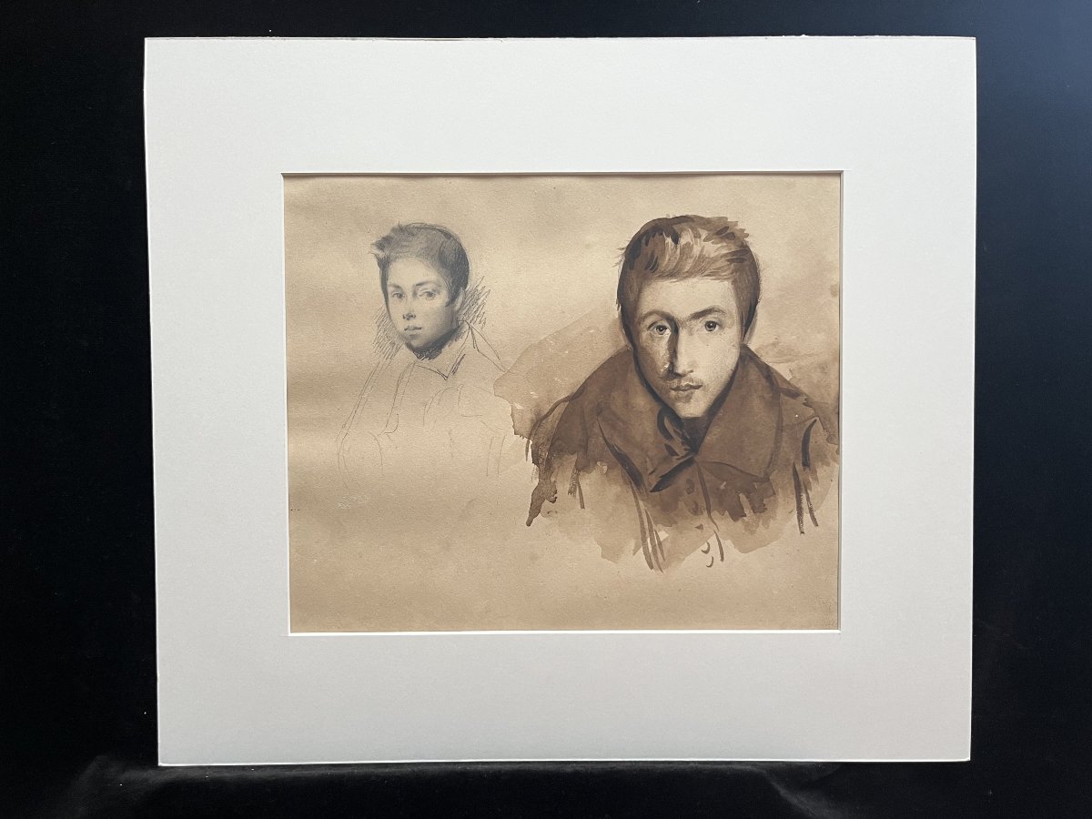 École romantique française, Portraits de jeunes hommes, dessin double face-photo-1
