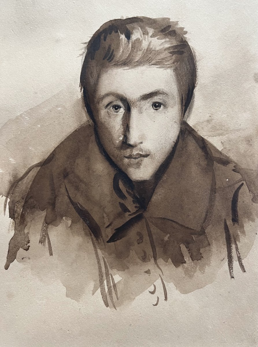 École romantique française, Portraits de jeunes hommes, dessin double face-photo-2