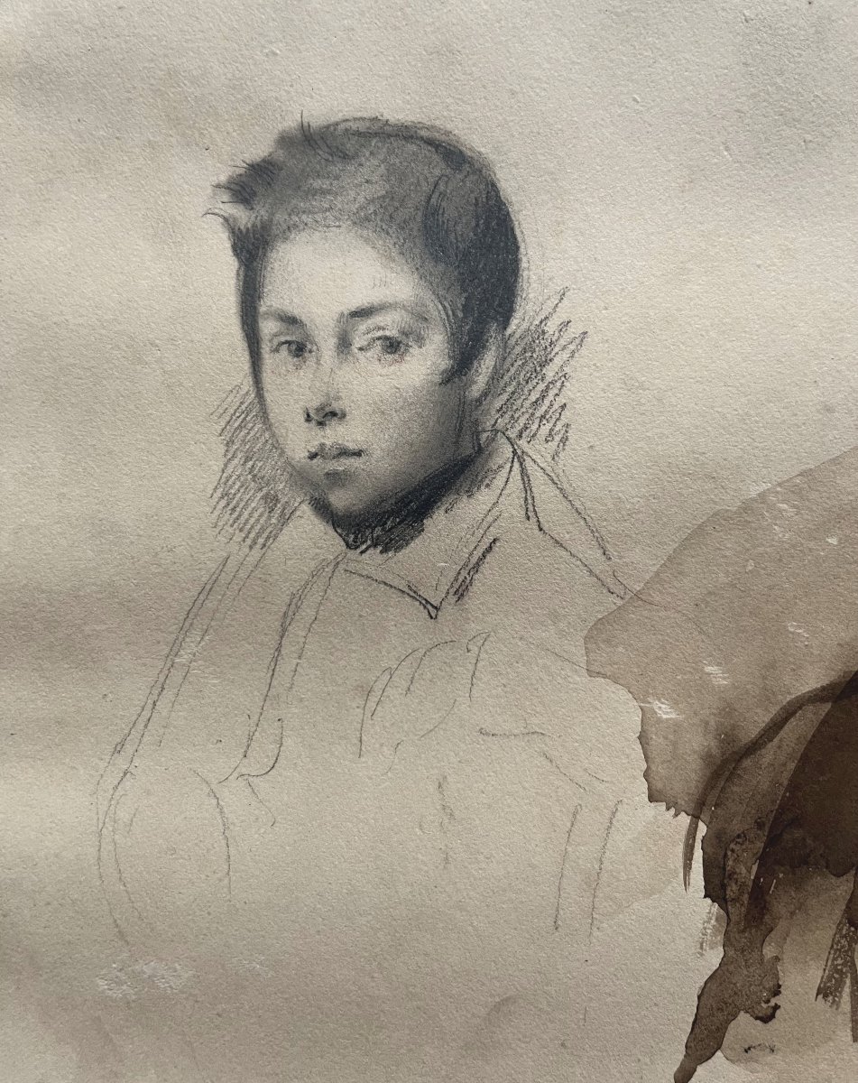École romantique française, Portraits de jeunes hommes, dessin double face-photo-3