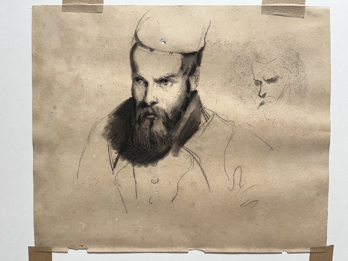École romantique française, Portraits de jeunes hommes, dessin double face-photo-5