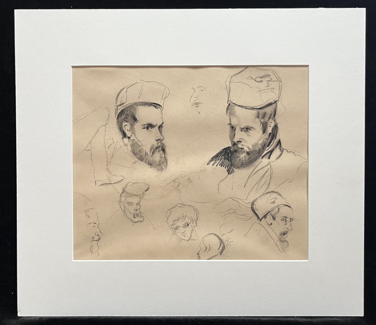 École romantique française, Portraits de jeunes hommes et autres études, dessin-photo-2