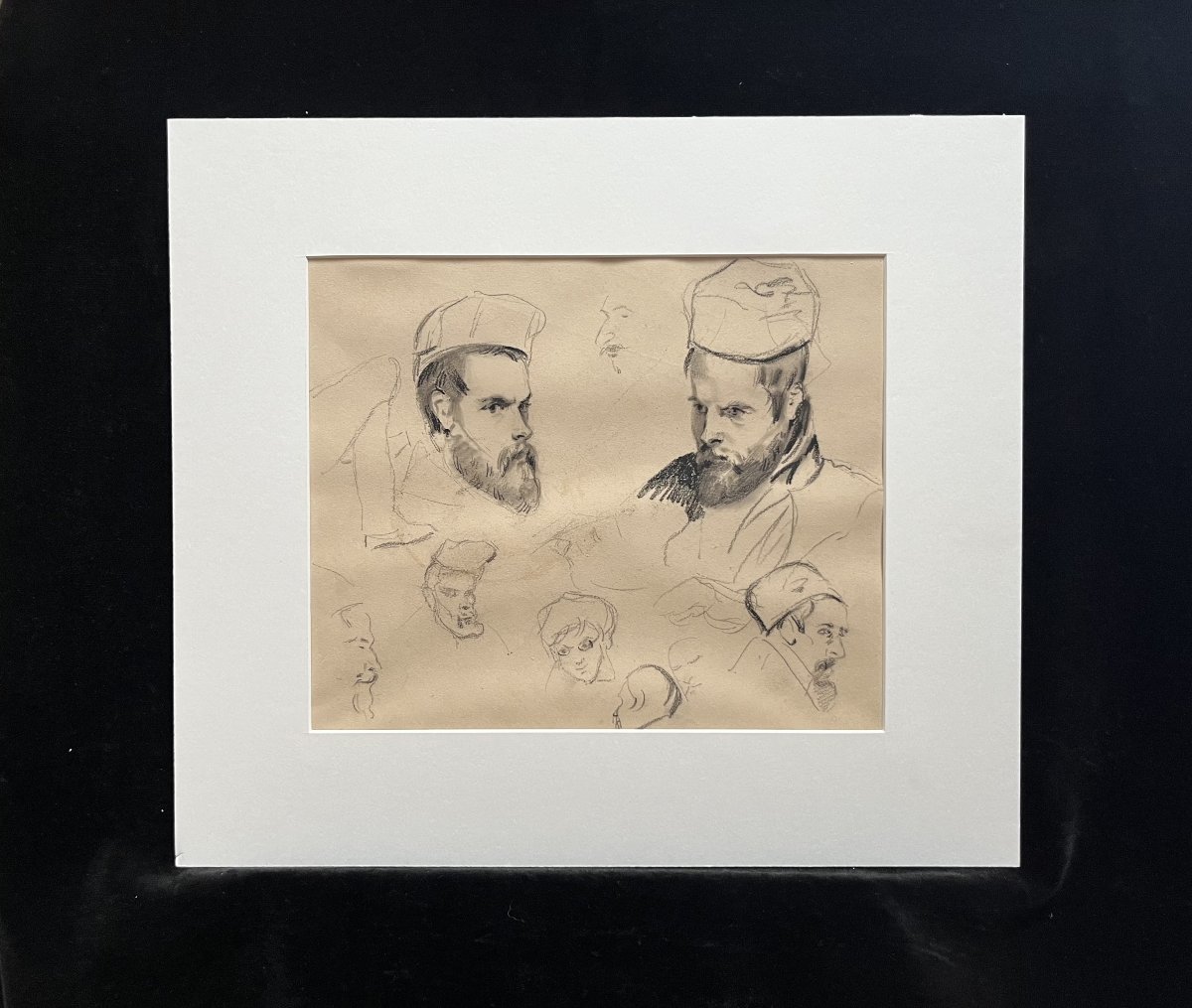 École romantique française, Portraits de jeunes hommes et autres études, dessin-photo-3