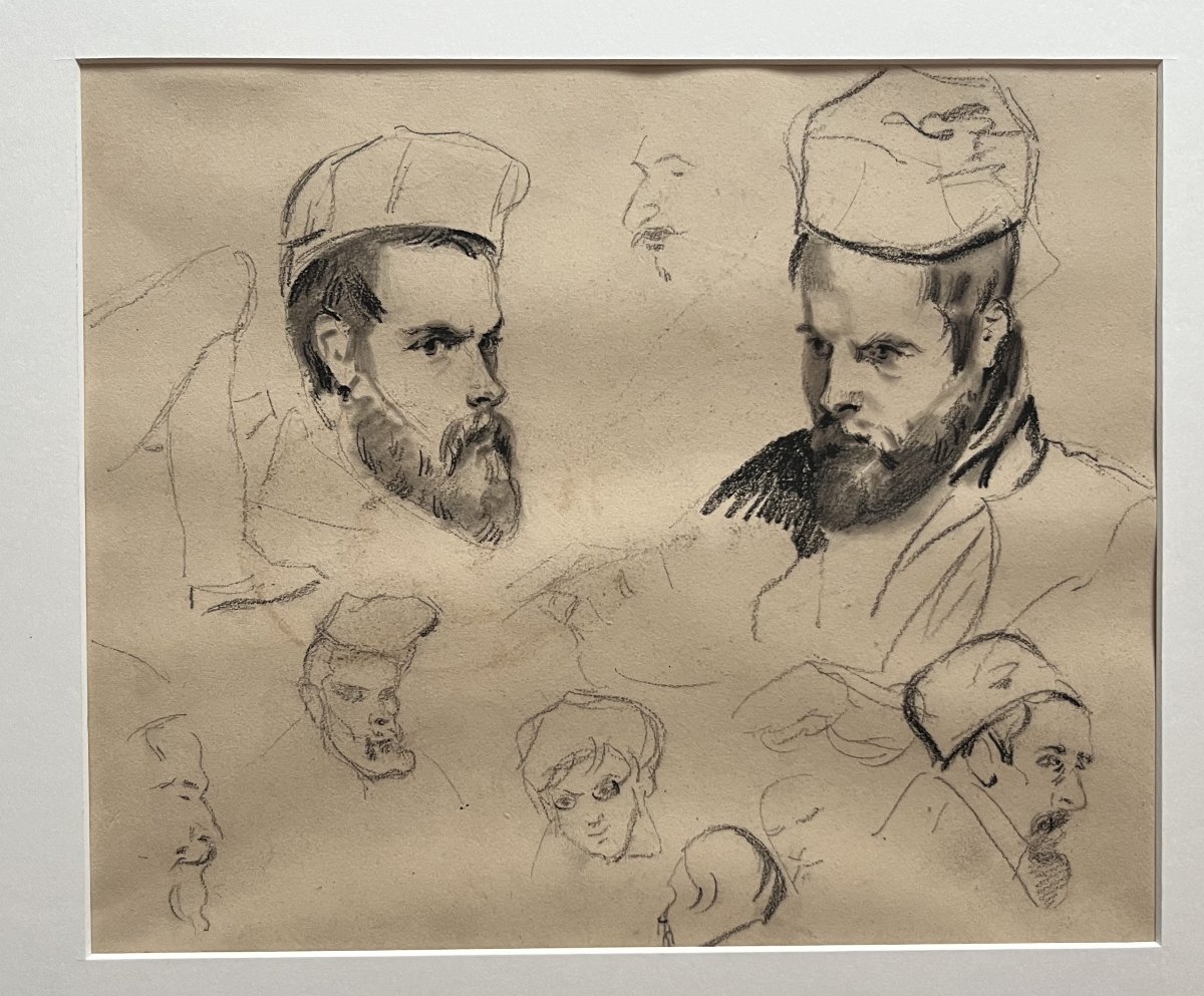 École romantique française, Portraits de jeunes hommes et autres études, dessin-photo-4