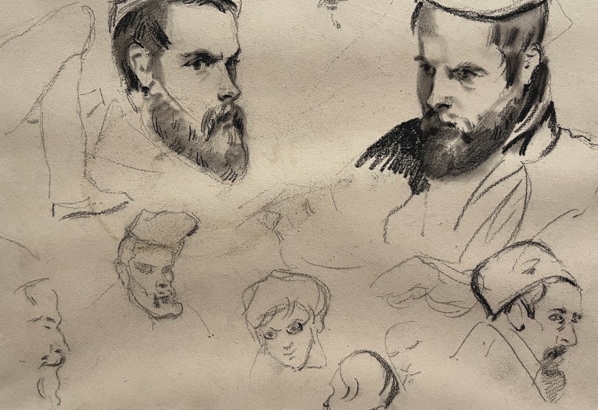 École romantique française, Portraits de jeunes hommes et autres études, dessin-photo-2