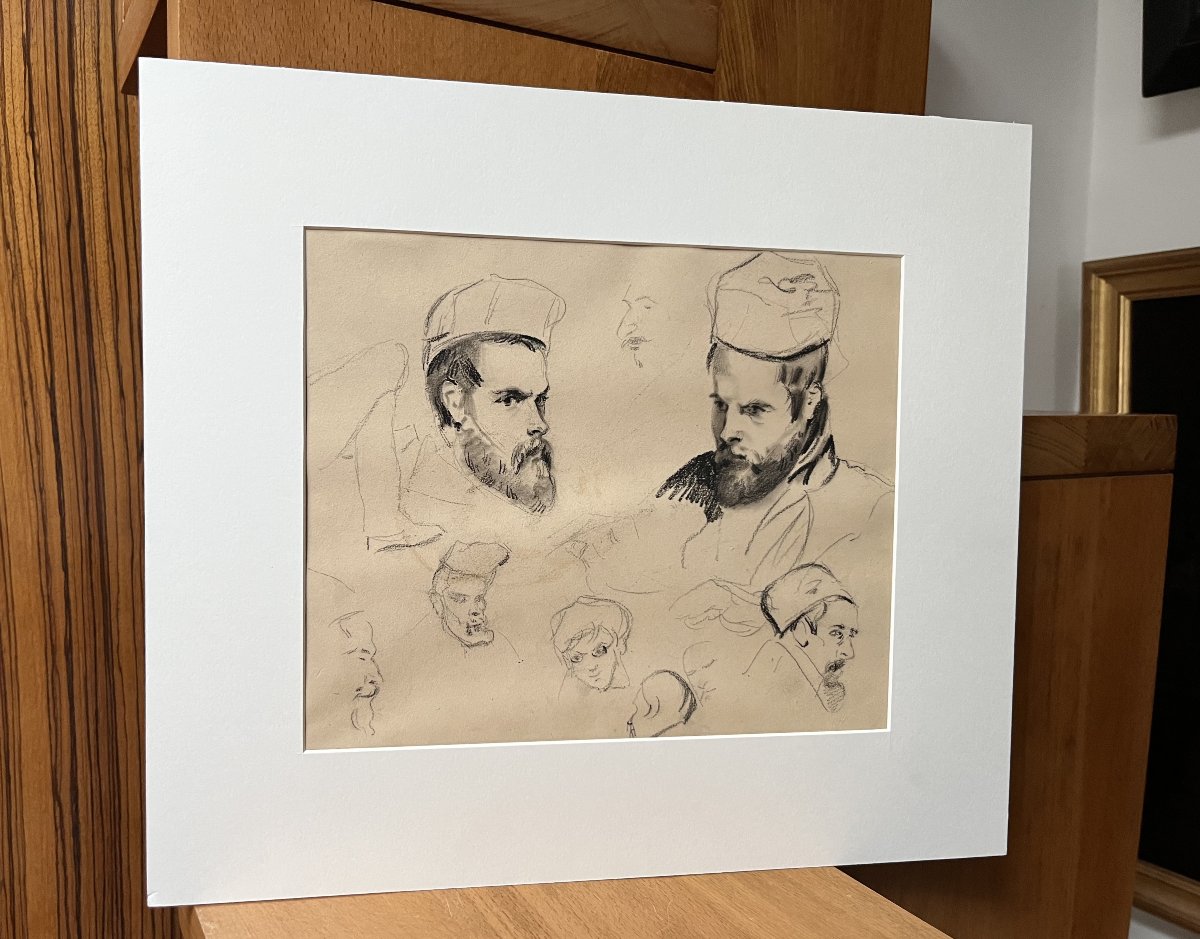École romantique française, Portraits de jeunes hommes et autres études, dessin-photo-5