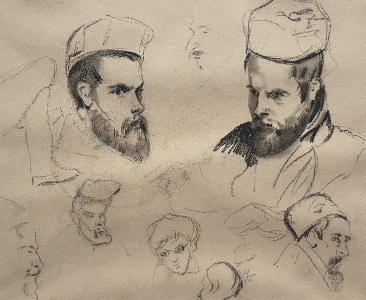 École romantique française, Portraits de jeunes hommes et autres études, dessin