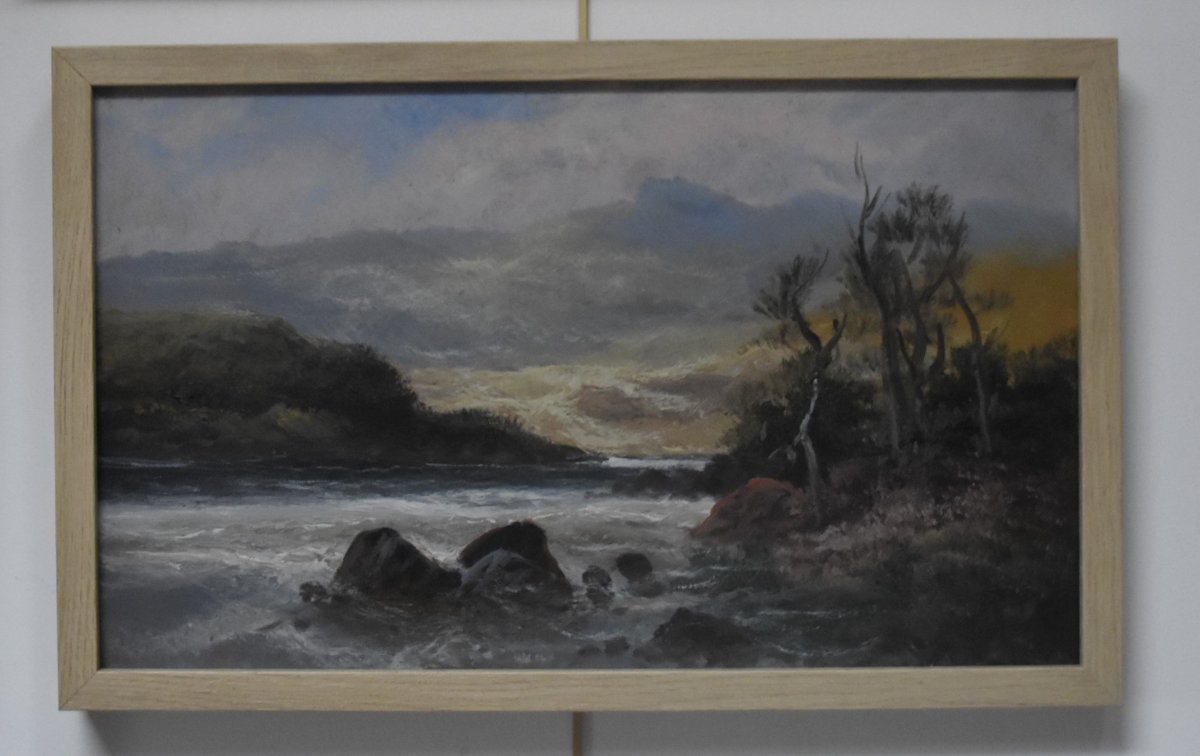 French School End Of 19th Century, Landscape By The River, Oil On Paper-photo-3